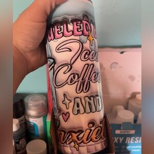 Fueled by iced coffee and anxiety tumbler